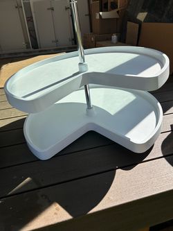 2-Tier Kidney Shaped Lazy Susan Cabinet Organizer