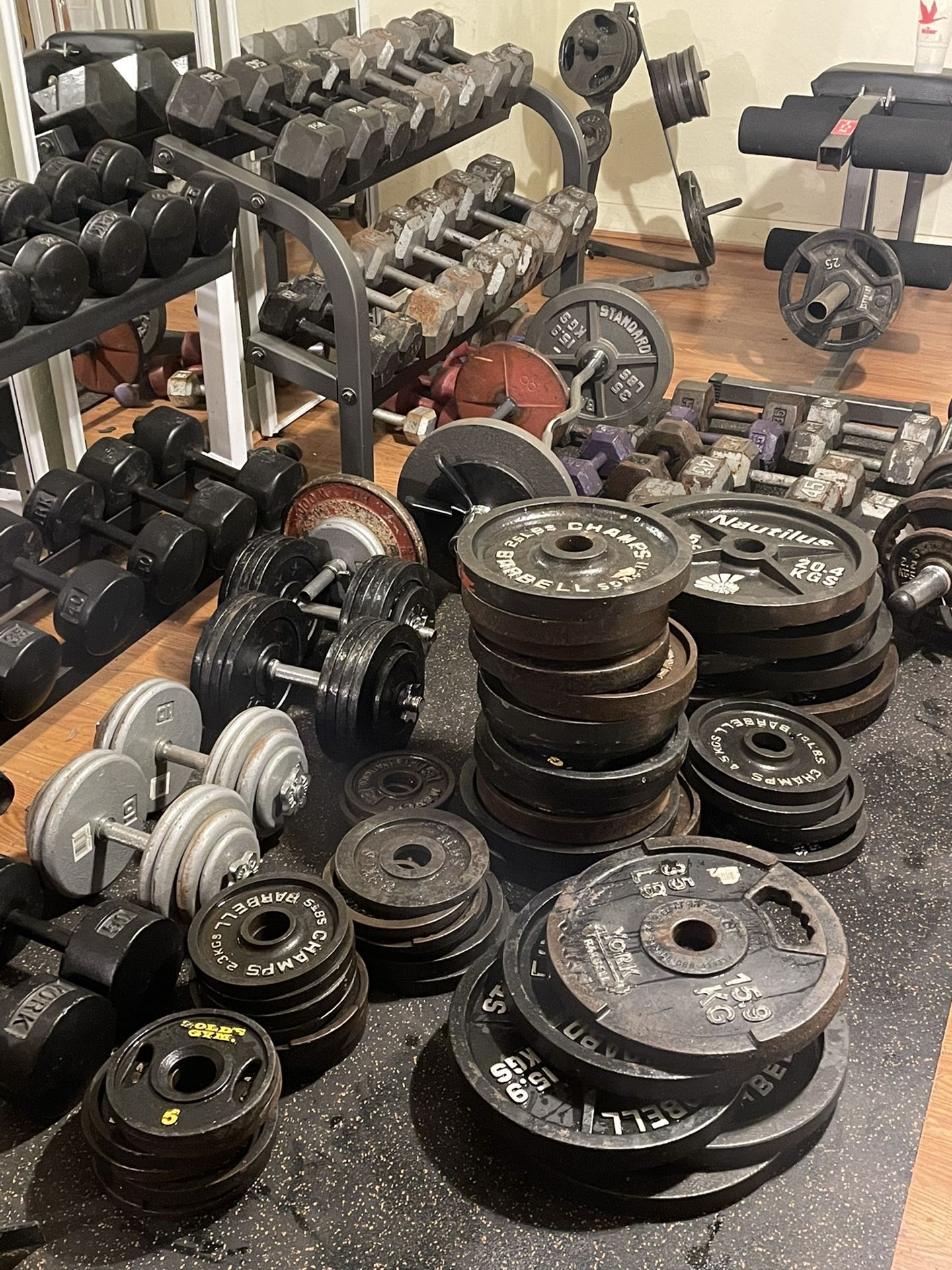 Weights/Olympic plates, standard plates, Dumbbells, bars!!