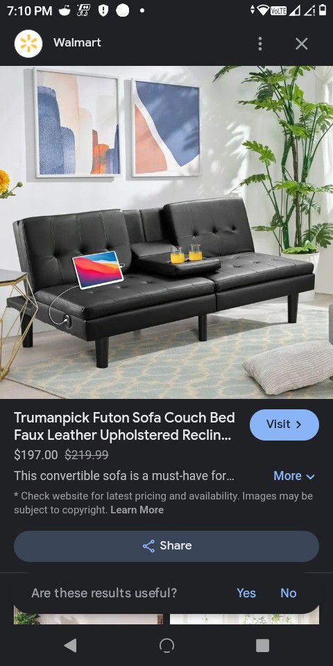 Black Furniture Futon +2 Sofa Chairs 