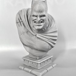 “DC Comics Batman Bust Statue 3D Printed Dark Knight 6.5" Gray Figure”