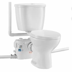 R4)Macerating Toilet System with Powerful 500W Macerator Pump, Rear Discharge and Upflush Toilet For Basement, Dual Flush Water Disposal, Macerating T