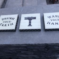 3 Decor Bathroom Vinyl Canvas Pictures 