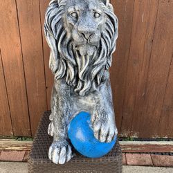 Lion Holding Ball Statue 
