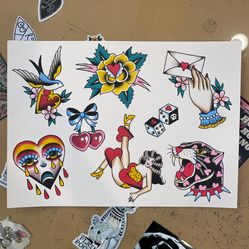 traditional tattoo flash print