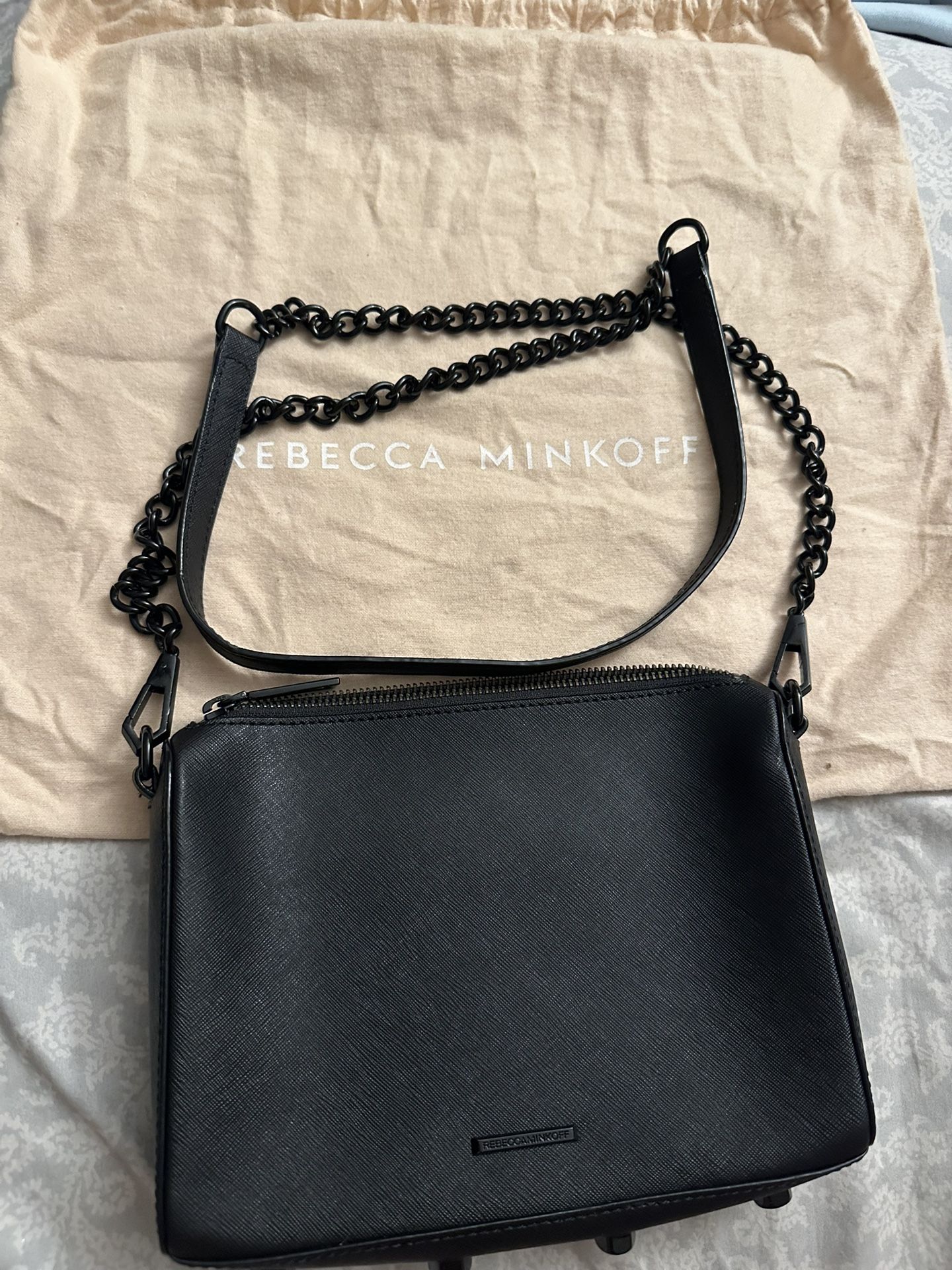 Rebecca Minkoff - Black Leather Crossbody Bag W/ Chain Strap