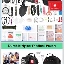 Survival Kit 256 in 1, First Aid Kit Survival Gear Tools Trauma Kit with Molle Pouch for Outdoor, Camping, Hunting, Hiking, Earthquake, Home, Office, 