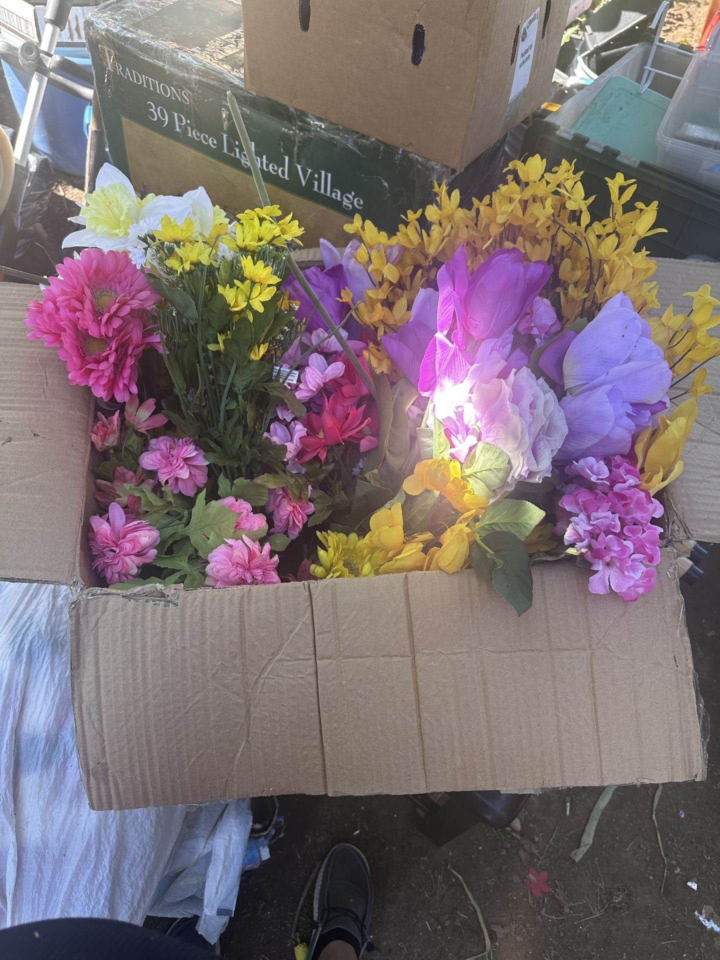 Garden Flowers An Porch Light