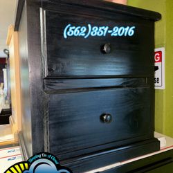 Two Drawer Black Pinewood Dresser Chest Cajonera Nueva 