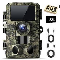 Trail Camera - 4K 48MP Game Camera with Night Vision, 0.05s Trigger Motion Activated Hunting Camera, IP66 Waterproof, 130 Wide-Angle with 46pcs No Glo