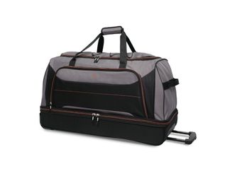 NEW Protege 30in Rolling Drop-Bottom Duffel Bag Black and Grey Durable Polyester