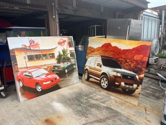 Vintage Ford Automotive Photo Prints Made of Vinyl on wood board - 6 assorted - $80 each