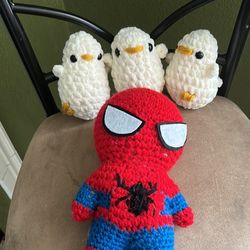 Cute Home Made Crochet Roses/Stuffed Animals/super Heros 