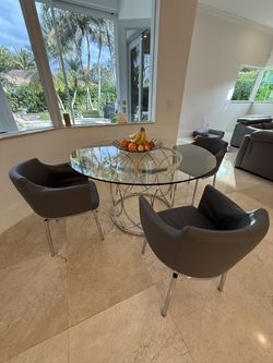 Modern Glass Dining Table 54’ with 3 Chairs