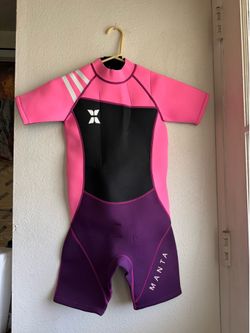 Seaskin Kids Wetsuit Girls Toddler, 2mm Front Zip Thermal Swimsuits Shorty Diving Suits Chest 32”xL26”x L34”