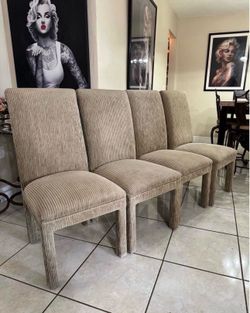 4 Upholstered High-Back Dining Chairs- Good Condition