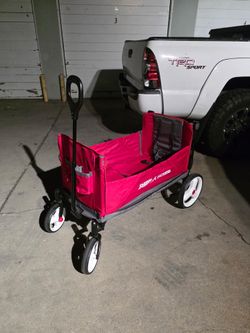 Red Folding Wagon with Canopy – Collapsible Utility Cart