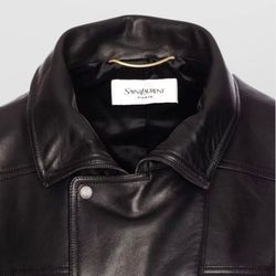 Saint Laurent leather jacket high neck