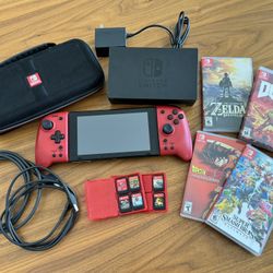 Nintendo Switch + 10 Games (Zelda, Smash, Mario, DBZ, Minecraft, etc.) – Complete Bundle