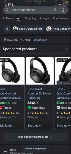Bose Noise cancellation headphones