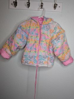 Vintage Weather Tamer Baby Girls Floral Puffer Winter Jacket Pink Pastel 24M