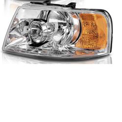 03-06 ford Expedition Headlight Assembly headlamps Chrome Housing Amber Reflector