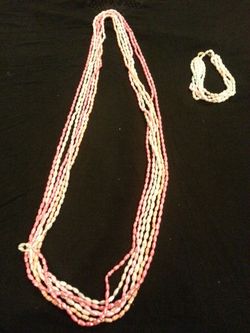 Rice water pearl necklace and braclet
