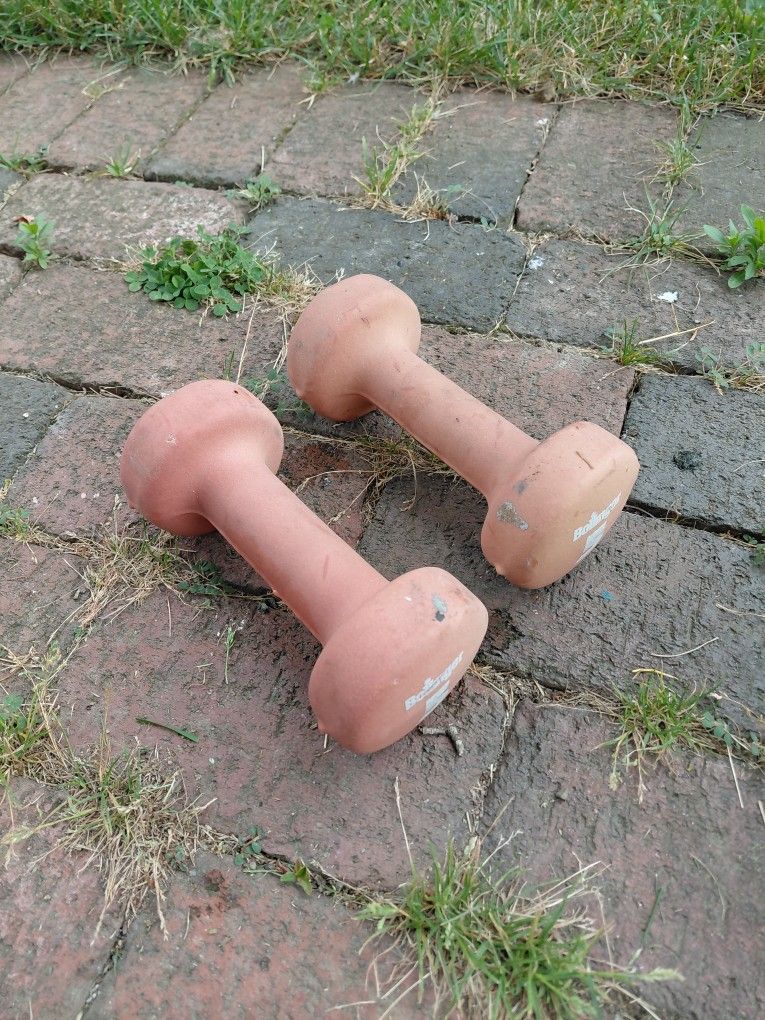Pair of 5lb Bollinger dumbells - coated hand weights