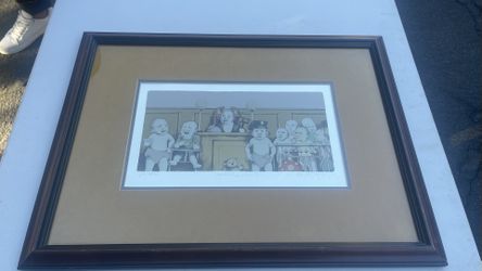 CHARLES BRAGG - "JUVENILE COURT" LITHOGRAPH SIGNED HCIII CIRCA 1974 Framed 24x18