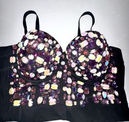 Women size M rhinestones bustier top