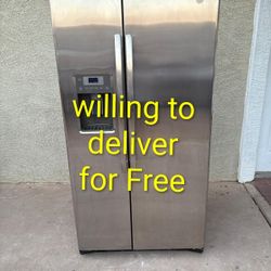 GE Stainless Steel Refrigerator  (Size 36" W 27" D 69" H