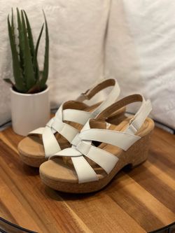 CLARKS White High Heels , Sandals Size 8
