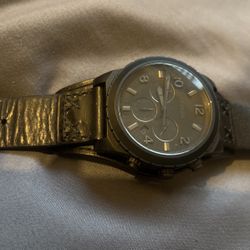 Men’s Fossil Watch With Leather Band $60