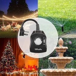 TiFFCOFiO Outdoor Timer Outlet, 24 Hour Mechanical Outdoor Timer for Lights, Outdoor Light Timer 