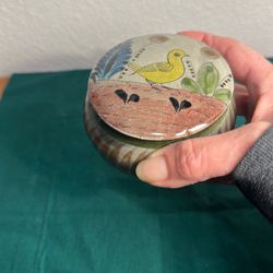 Vintage Hand Painted Trinket Box Tonala Style From Mexico 