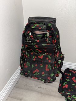 Cherry Luggage With Wheels And Backpack Straps