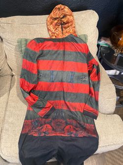 FREDDY KRUEGER COSTUME MENS UNION SUIT ZIP UP MASK NEW WITH TAGS