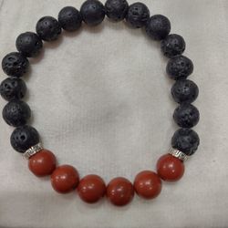 Lava Stone with Red Jasper Bracelet