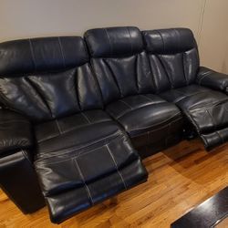 Dark Brown All Leather Couch & Love Seat