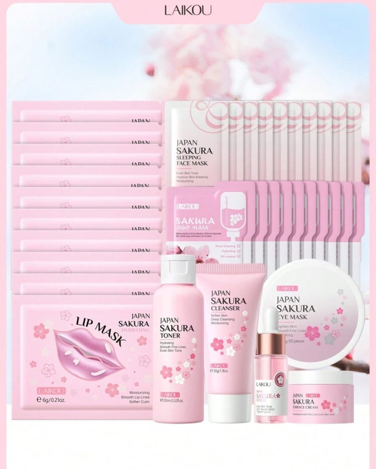 moisture repair laikou japan sakura skin care set 