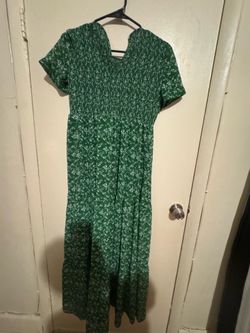 Zara floral maxi green dress