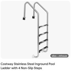 4-Step Pool Entry & Exit Ladder w/ Stainless Steel Frame for Swimming Pool