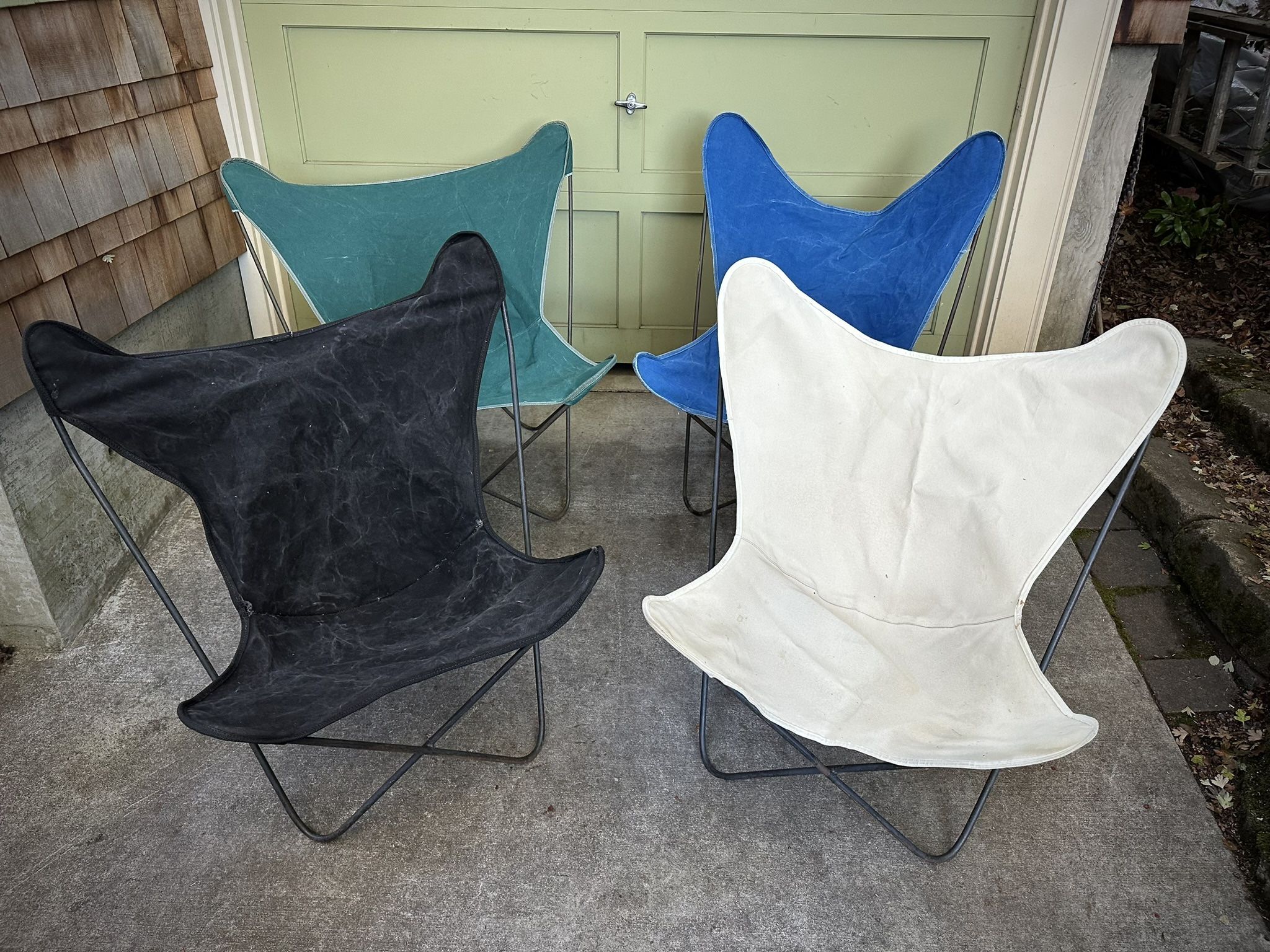 MCM Butterfly Chairs, metal canvas, set of 4, BKF