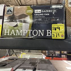 SaleSumo -INDOOR OUTDOOR QUICKET INSTALLATION 52 IN GAZEBO CEILING FAN NATURAL IRON FINISH