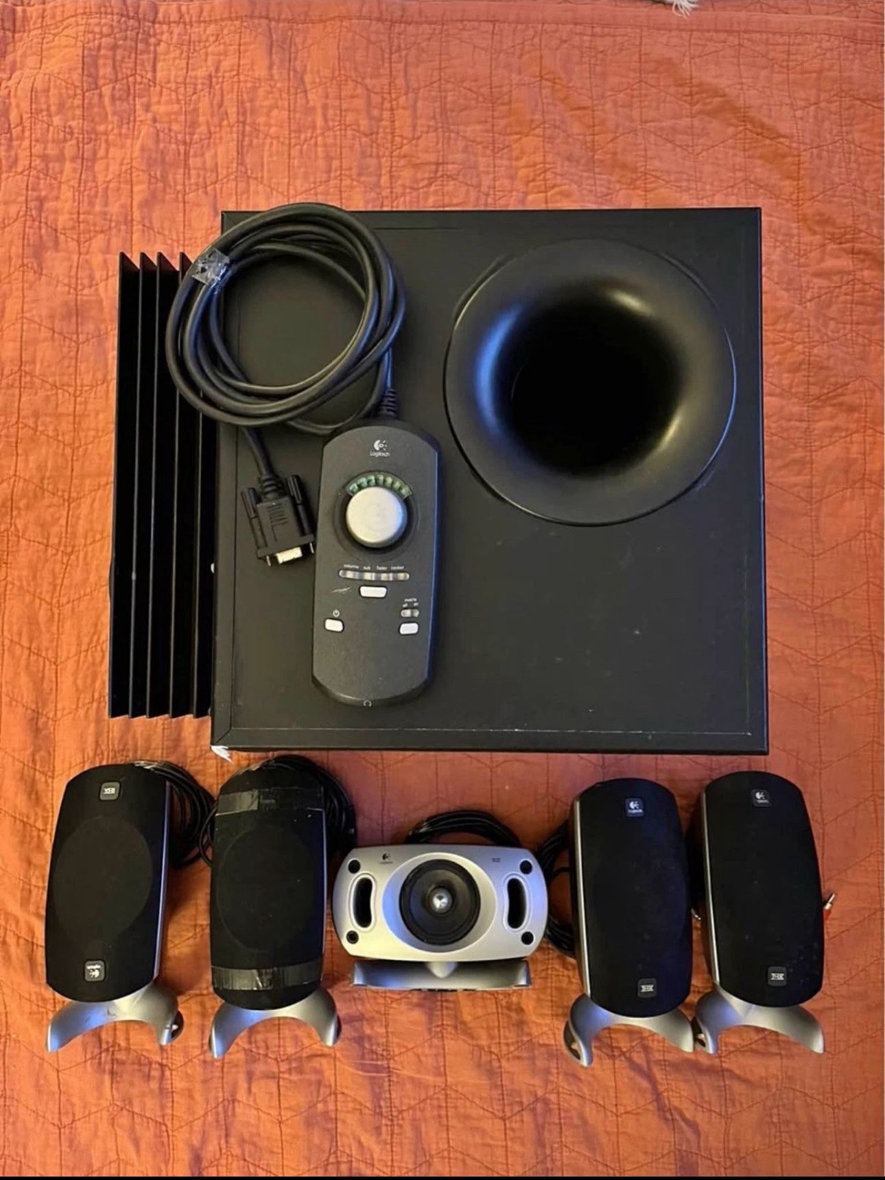 Logitech Z-5300 THX 5.1 Gaming Computer Speakers Subwoofer Sound System Complete