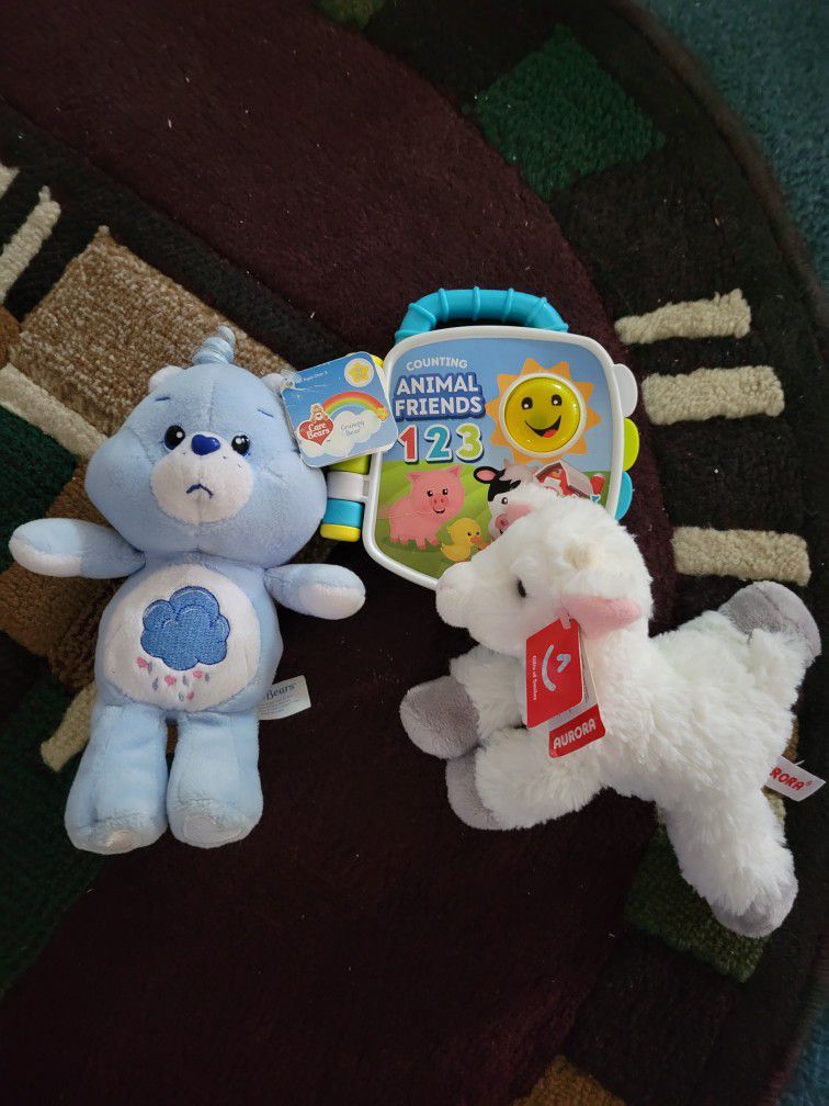 FISHER PRICE COUNT ANIMAL FRIENDS, SOFT CUDDLEY Lamb,CareBear
