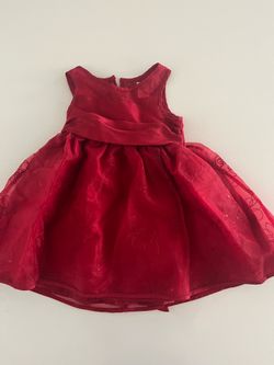 Girls Red Floral Organza Party Dress 3T