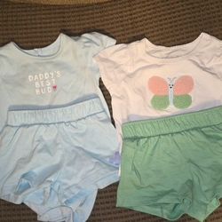 Garanimals Infant Girls Shorts Sets Sz 3-6 & 6-9 months