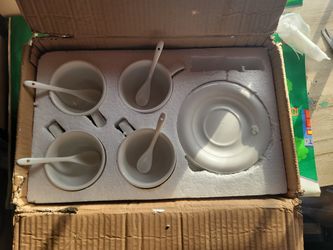 White Porcelain for Latte, Mocha,Tea Espresso Cafe with Porcelain Spoon