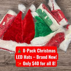 🎄 8-Pack Christmas LED Hats – Brand New! ✨ Only $40 for all 8!