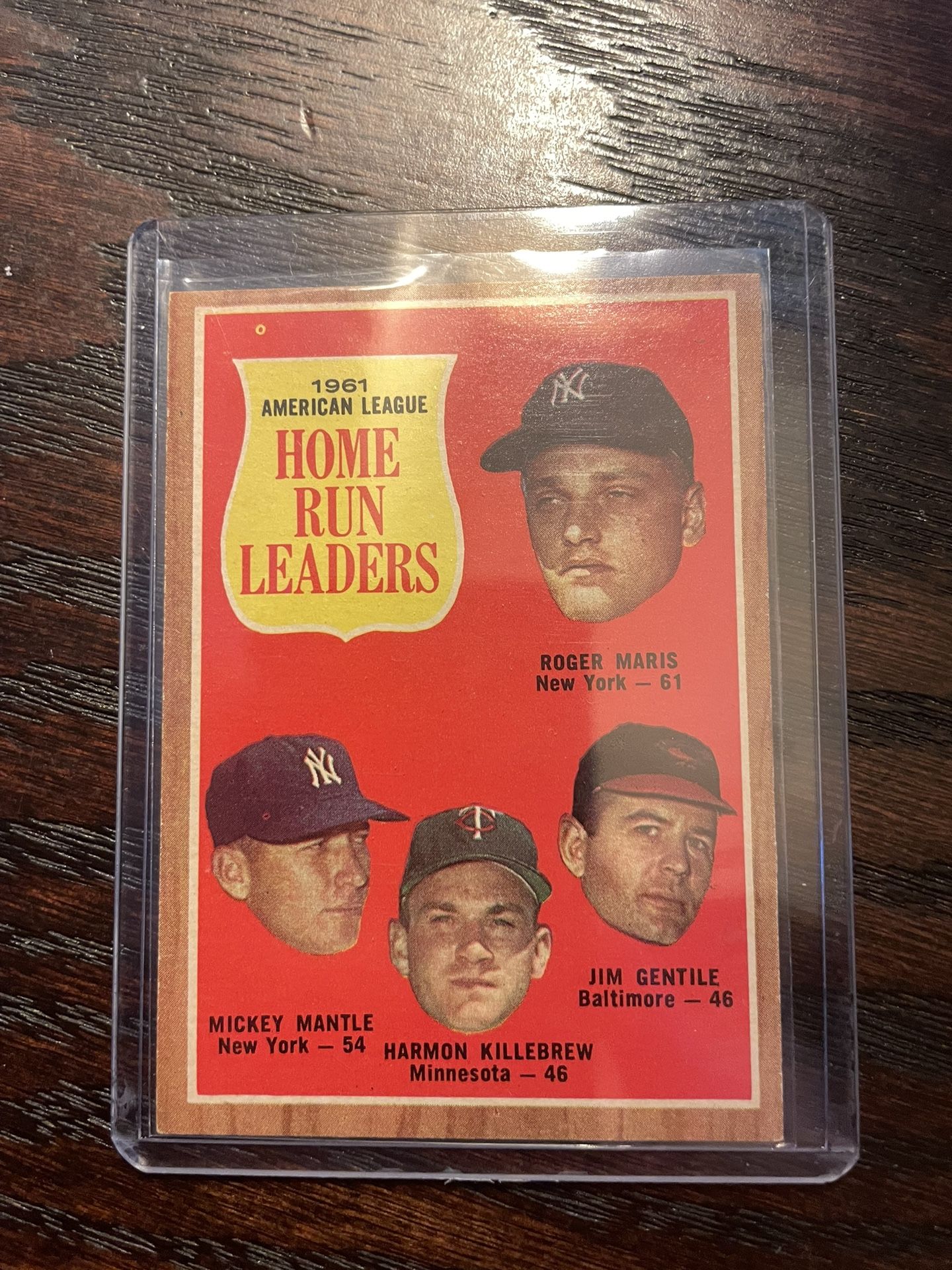 1962 Topps Baseball 1961 Home Run Leaders Card Maris & Mantle